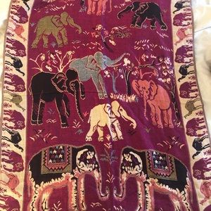 Burgundy pashmina scarf with elephants!